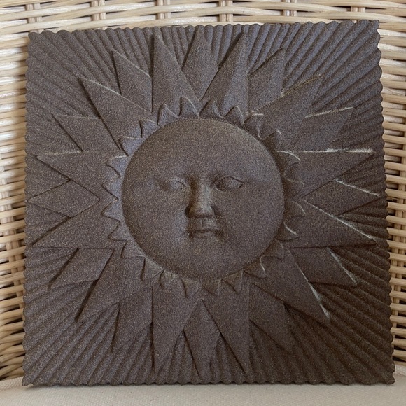 Hand Painted Plaster Wall Hanging Sun Plaque - Picture 1 of 7